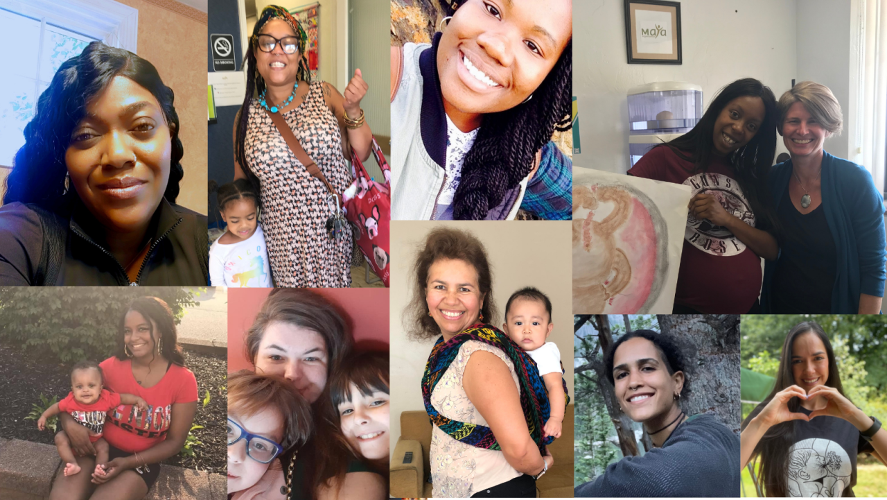 Photo collage of MAYA Organization staff with their families and clients